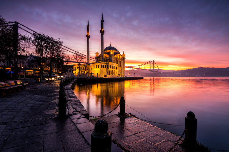 Sunset on Bosporus in Istanbul, Turkey