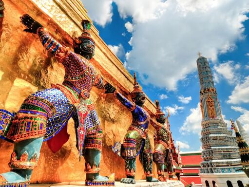 Thai statues in Royal Palace in Bangkok, Thailand
