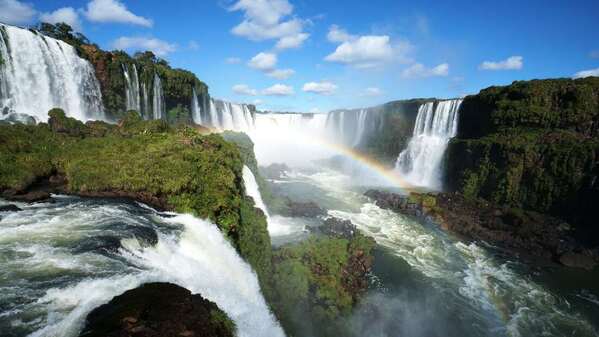 view of Iguassu Falls, Argentina and Iguazu Falls, Brazil