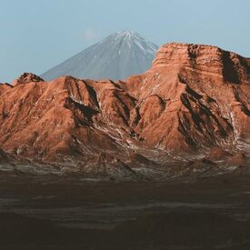 Atacama desert with mountain and volcano, Chile