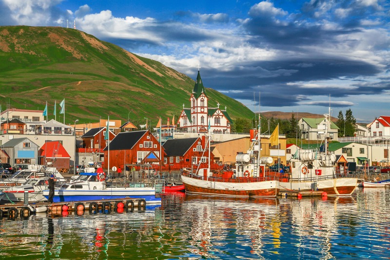 Fishing village harbor in Iceland